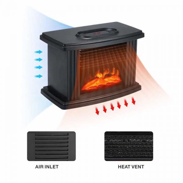 1000W Radiateur Électrique Cheminée D’Appoint Minuterie Télécommande Eu Plug