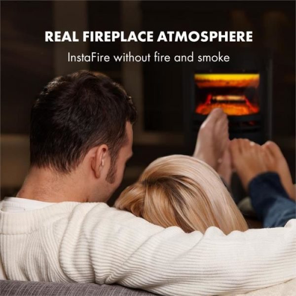 Klarstein Cheminée électrique avec simulation de flammes – 2 puissances de chauffage 900W – 1800W – Thermostat réglable – Noir