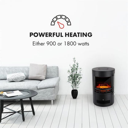 Klarstein Cheminée électrique avec simulation de flammes – 2 puissances de chauffage 900W – 1800W – Thermostat réglable – Noir